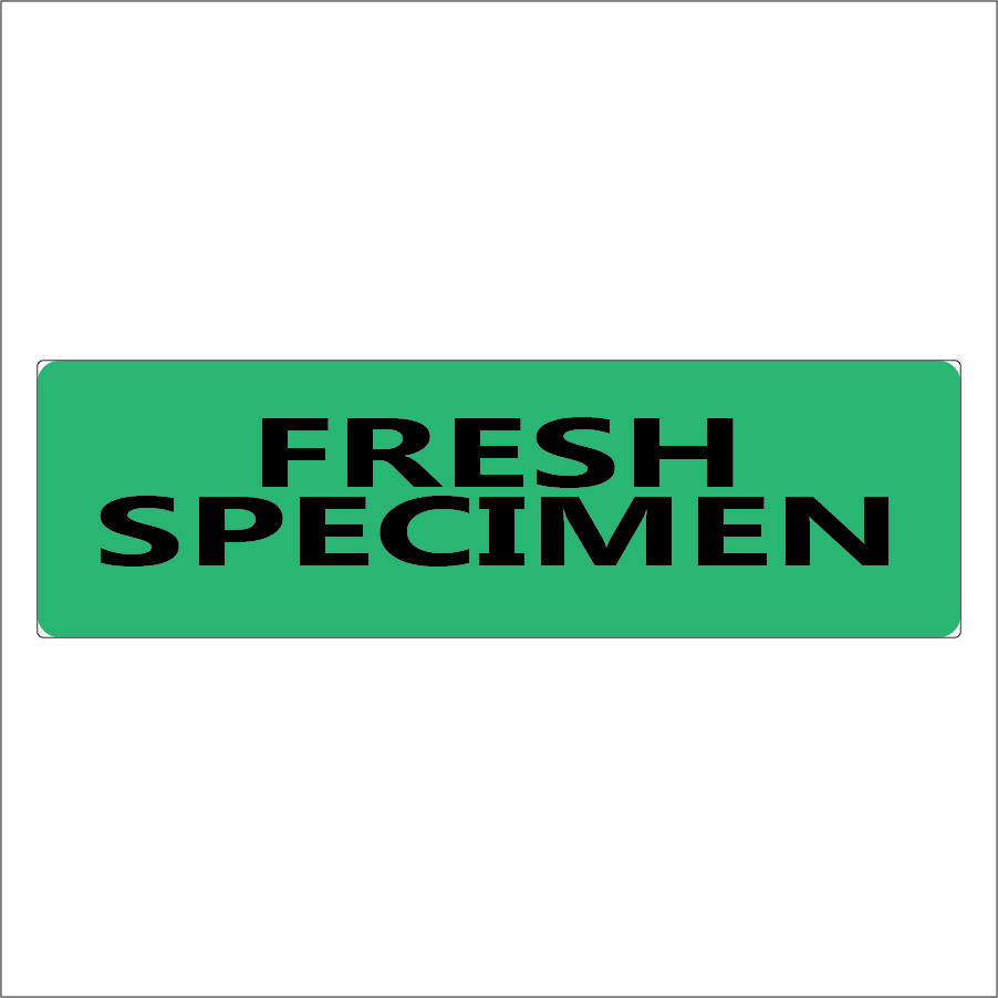 Fresh Specimen - 40 x 12 , PAPER, Black print on Fluoro Green Label, 800 per roll