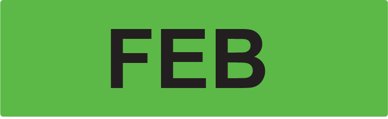 FEB- 40 x 12, PAPER, Black print on Fluoro Green Label, 800 per roll