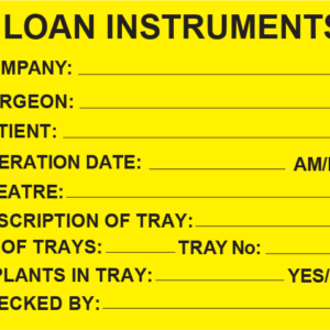 LOAN INSTRUMENTS - 100 x 80, PAPER, Black Print on Fluoro Yellow Label, 400 per roll