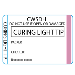 Curing Light Tip - 50 x 35, Black print on White piggyback label with steam indicator 500 per roll