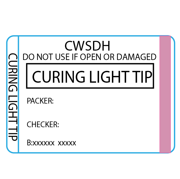 Curing Light Tip - 50 x 35, Black print on White piggyback label with steam indicator 500 per roll