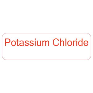 Potassium Chloride - 40 x 12, PAPER, Red print on White Label, 800 per roll