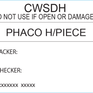 Phaco H/piece - 50 x 35 , Black print on White piggyback Label with steam indicator 500 per roll