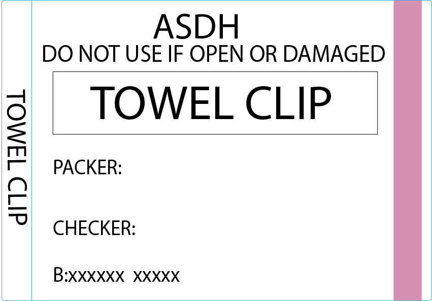 Towel Clip - 50 x 35 Piggy Back, Printed, with steam indicator 500/roll