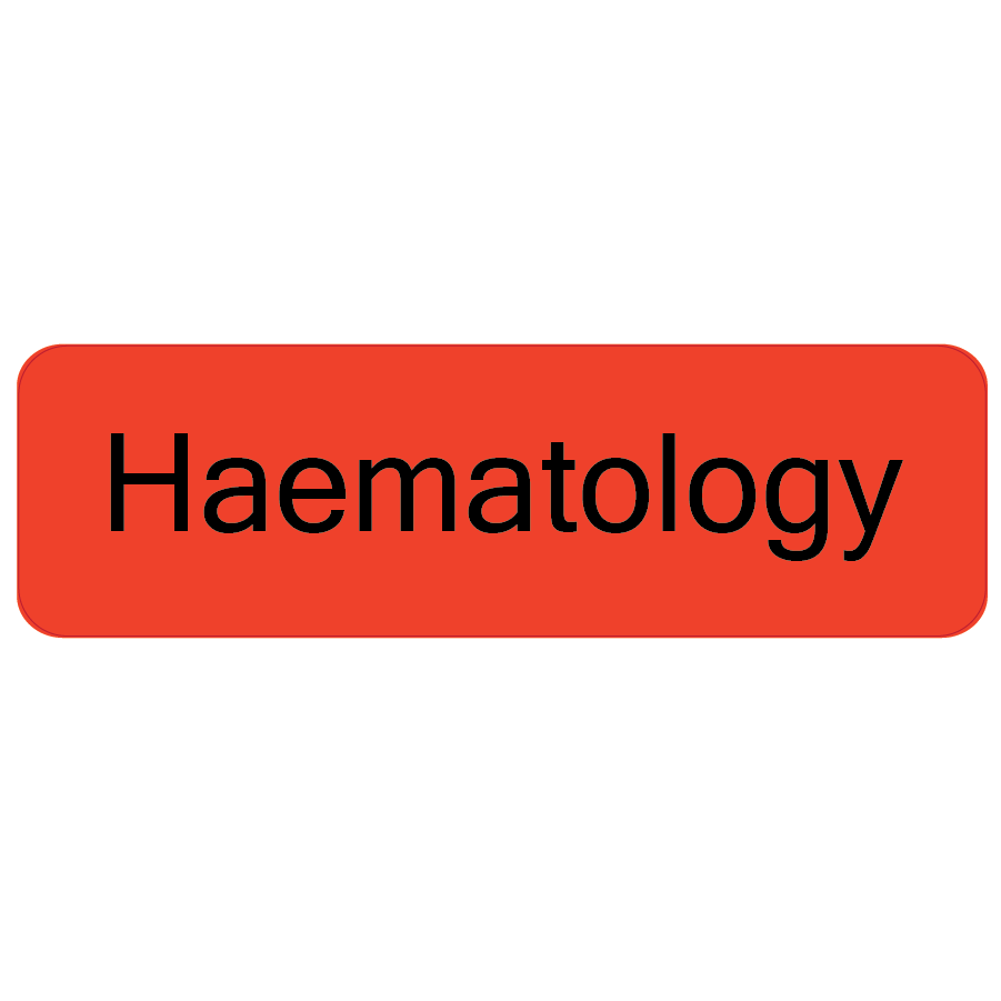 Haematology, 40 x 12, PAPER, Black print on Red Label, 800 per roll