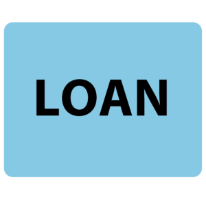 LOAN - 43mm x 55mm, PAPER, Black print on Blue label, 400 per roll