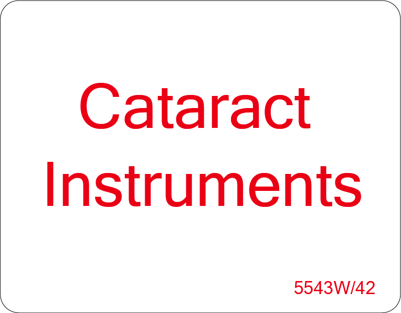 Cataract Instruments - 43mm x 55mm, PAPER, Red print on White label, 400 per roll