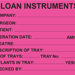 LOAN INSTRUMENTS - 100 x 80, PAPER, Black print on Fluoro Pink Label, 400 per roll