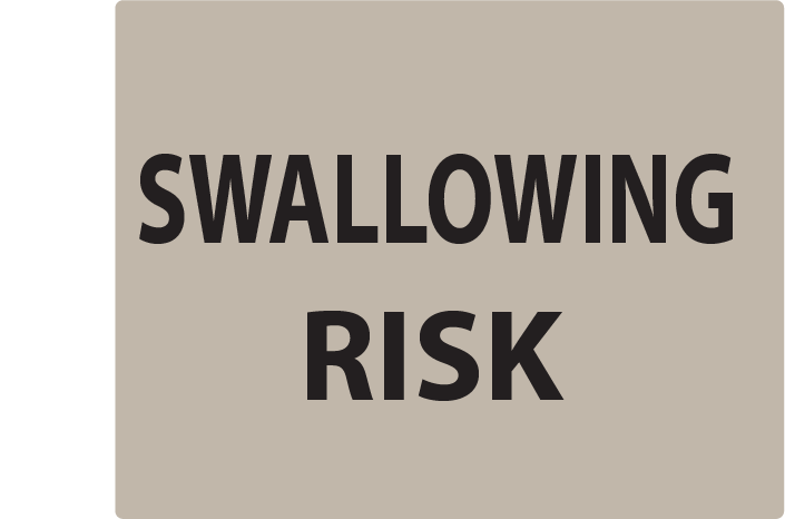 SWALLOWING RISK, 27 x 36, PAPER, Black Print on Grey Label, 400 per roll
