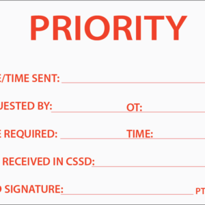 PRIORITY - 70 x 90 - Red Print on White,100 per pack with ties