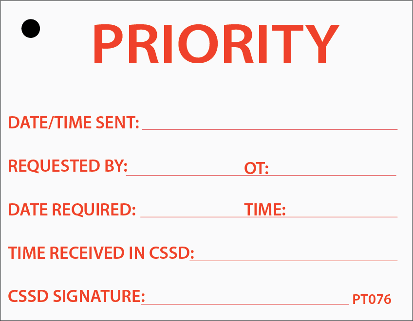 PRIORITY - 70 x 90 - Red Print on White,100 per pack with ties