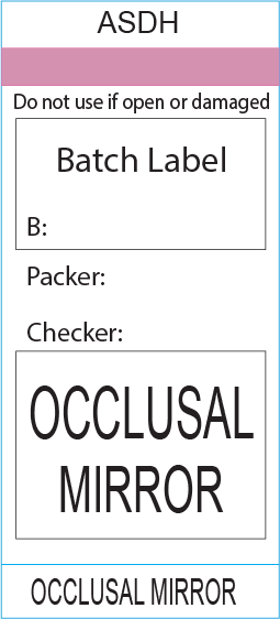 OCCLUSAL MIRROR - ASDH, 72x35mm, Black Print on Steam Indicator Piggy Back, 500/roll