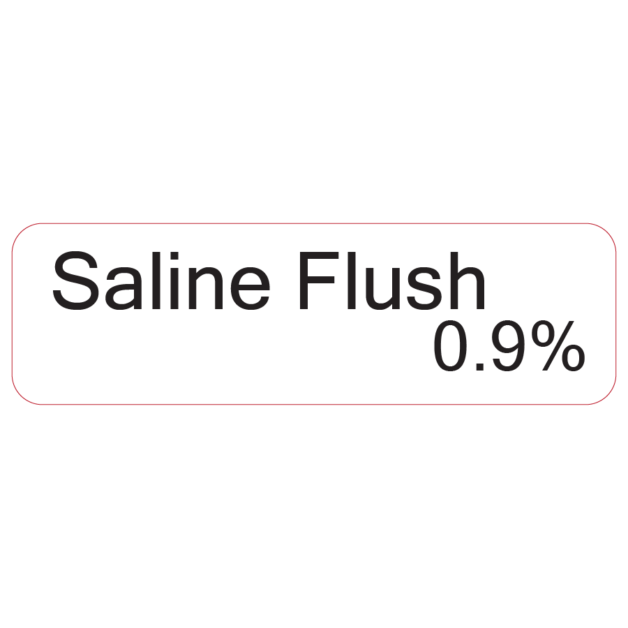 Saline Flush 0.9% - 40 x 12, PAPER, Black print on White Label, 800 per roll