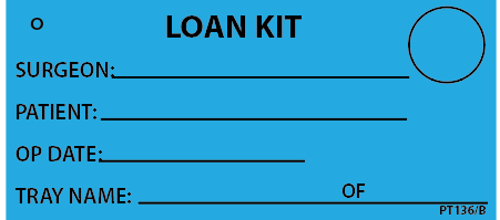 LOAN KIT - 110 x 50, Black print on Blue Tag, 100 per pack with ties